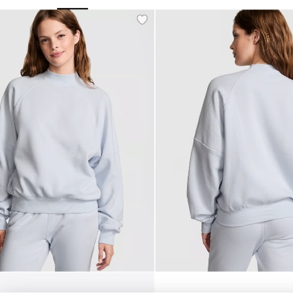 PINK Victoria's Secret Women’s IVY Blue FLEECE MOCK-NECK SWEATSHIRT - Picture 4 of 12